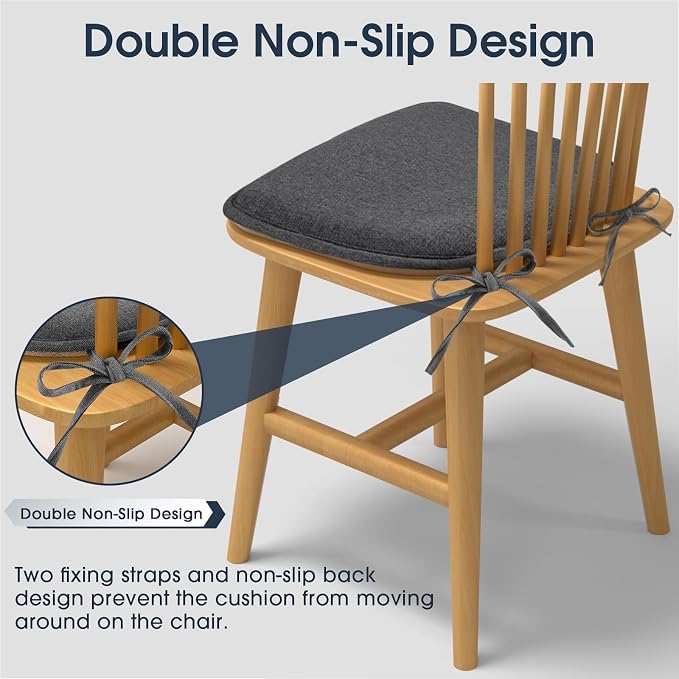 TushGuard Chair Cushions, 4 Pack Memory Foam Chair Pads, Thin Seat Cushion - Image 4