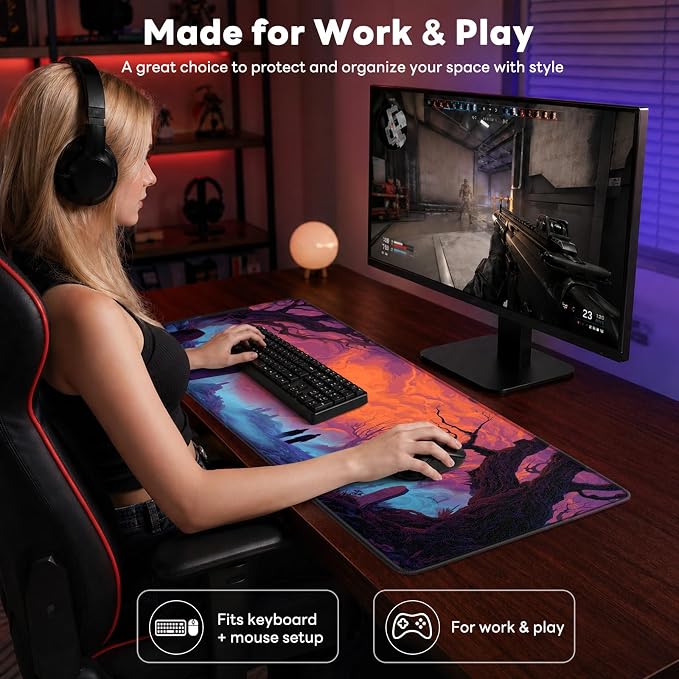 Desk Mat, Big Desk Pad, 31.5x11.8 Inches Extended Big Gaming Mouse Pad - Image 7