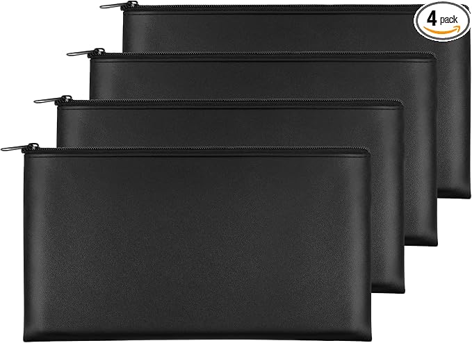Joyberg 4Pack Money Bag 11 X 6", Safe Durable Waterproof PU Leather Bank Bag by Joyberg