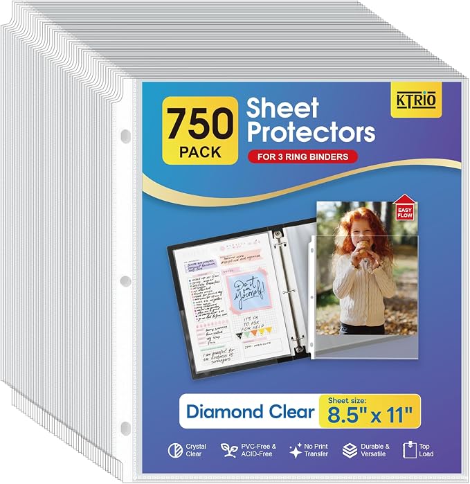 KTRIO Sheet Protectors 8.5 x 11, Page Protector by KTRIO