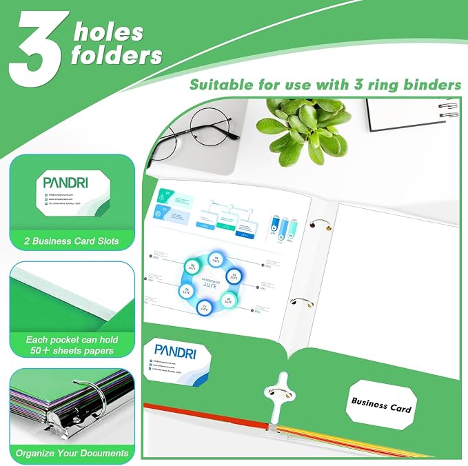 Two Pocket Portfolio Folders, PANDRI 60 Pack 3 Hole Punched 2 Pocket Folders - Image 4