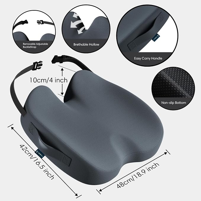 Large Memory Foam Seat Cushion for Office Chair, Truck & Wheelchair - Image 2