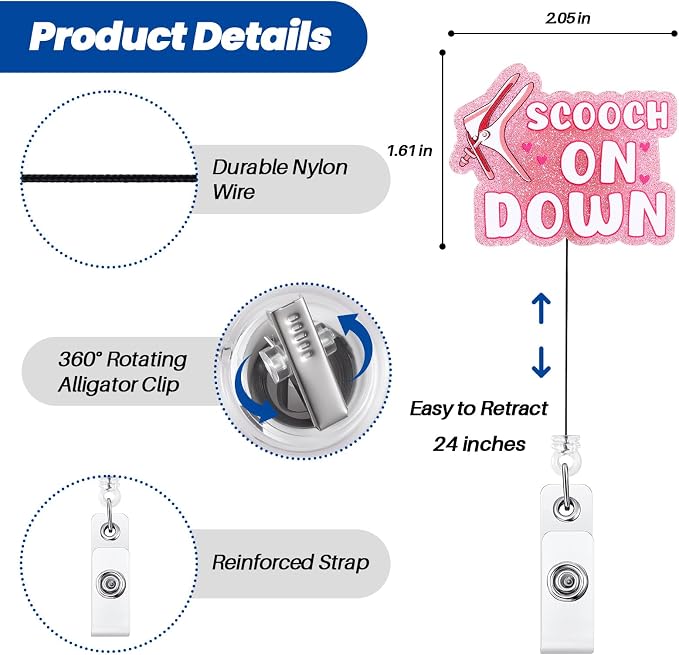 Scooch On Down Funny OBGYN Nurse Badge Reel, Fertility Name Tag Badge Buddy - Image 2