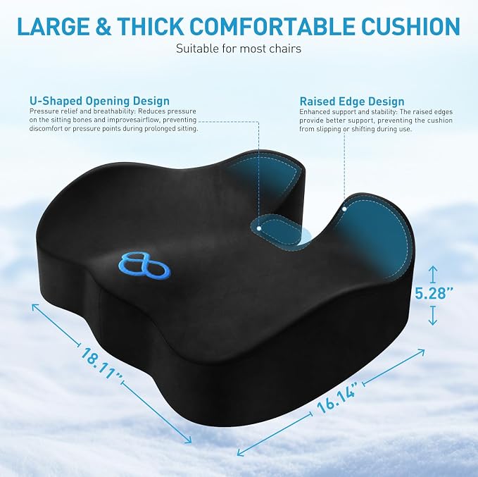 BlissTrends Seat Cushion, 5.2in Thick Memory Foam Cushions - Image 2