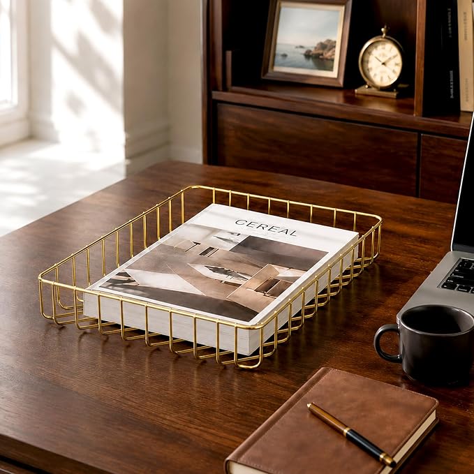 Okllen 3 Pack Gold Wire File Organizer Trays - Image 6