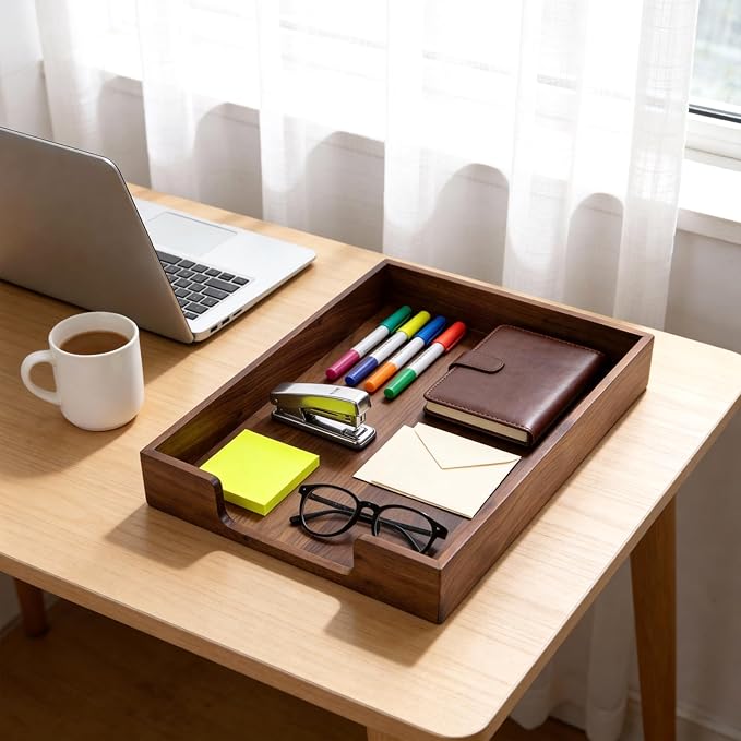 Bamber Wood Letter Tray Wooden Desk Organizer Paper Document File Tray - Image 5