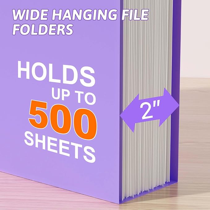 Extra Capacity Plastic Hanging File Folder Letter Size, 12 Pack Reinforced Hang - Image 4