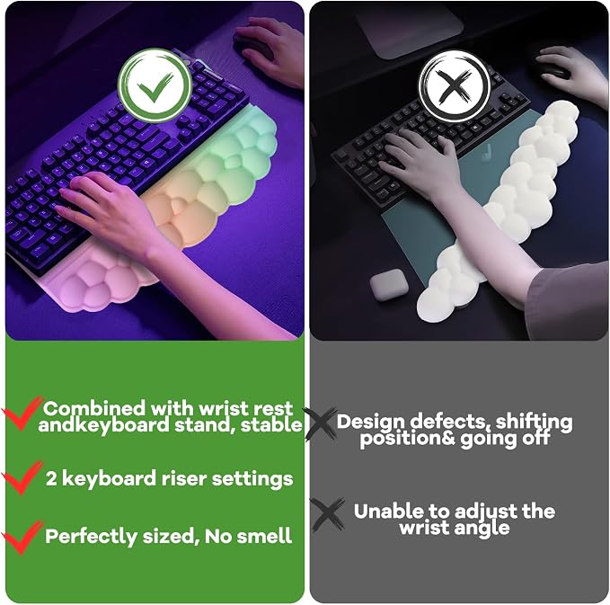 Ergonomic Wrist Rest for Keyboard, Soft Memory Foam Cloud Keyboard Stand Pad - Image 6