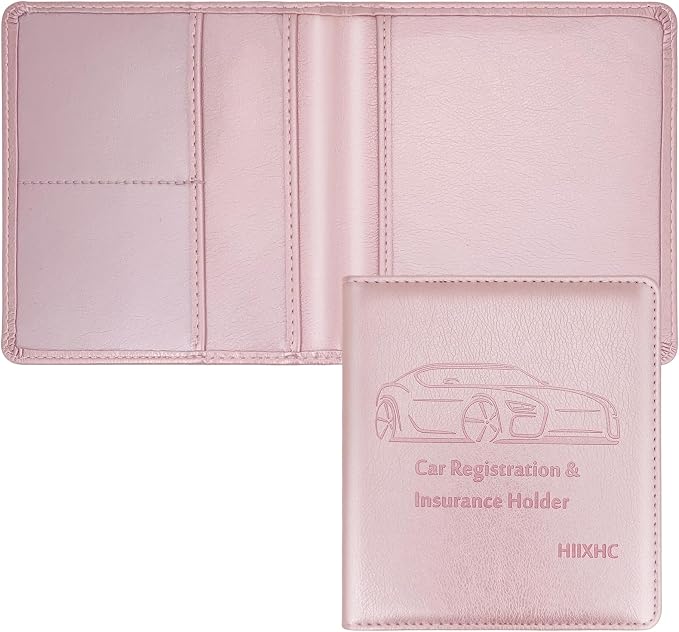 Car Registration and Insurance Holder, 5.5 x 5 Inch PU Leather Vehicle Glove by HIIXHC