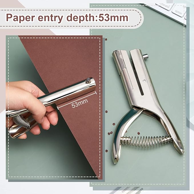Chumia 2 Pcs Heavy Duty Hole Punch 2" Long Reach 1/4 Inch Paper Single One Hole - Image 4