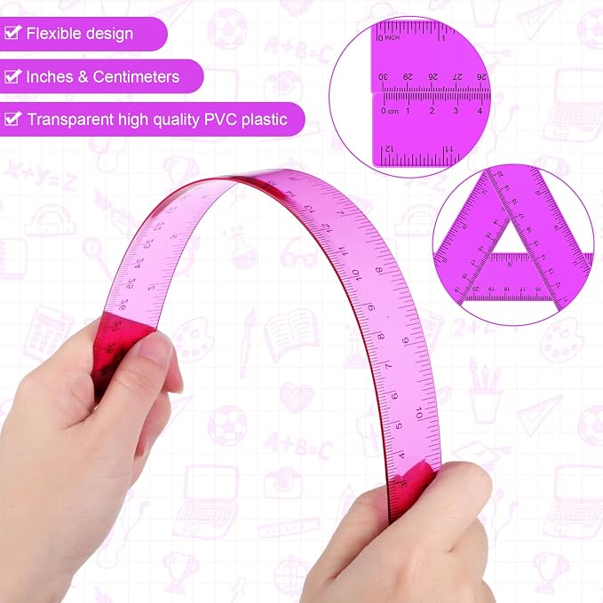 Zonon 2 Pcs 12 Inch Clear Ruler and 6 Inch Plastic Protractor Set, Dual Scale - Image 3