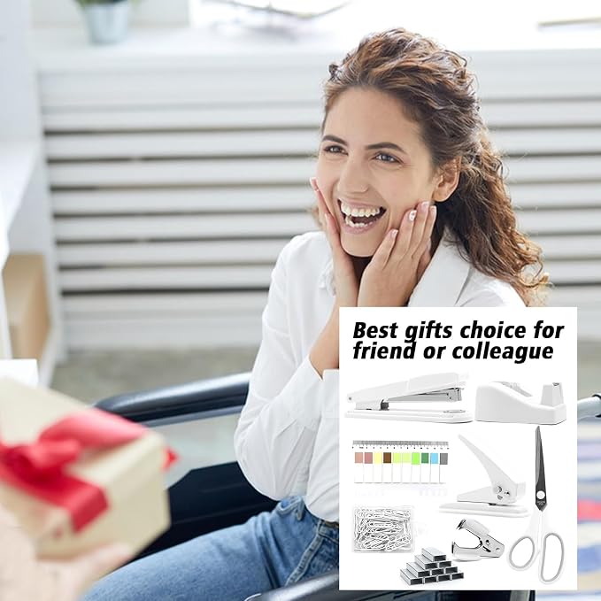 sportsvoutdoors White Desk Accessories, Modern Minimalist Office Supplies Set - Image 7