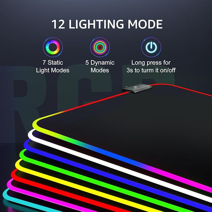 KTRIO RGB Large Gaming Mouse Pad, 35.4 x 15.7 in, RGB Black, XXXL | Smooth - Image 2