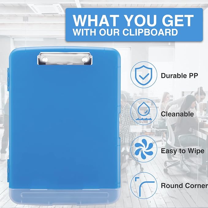 Sooez Clipboard with Storage, Clip Board 8.5 x 11 with Pen Holder, Plastic - Image 4