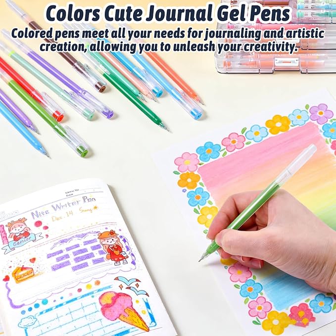 Colored Gel Pens for Coloring, 99 Colors 0.6mm Fine Point Gel Pens Colored Set - Image 5