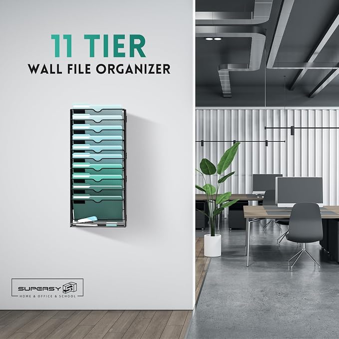 SUPEASY 11-Tier Wall File Organizer, Hanging Wall Files - Image 2