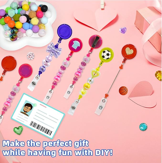 15pcs Multicolor Beadable Badge Reels Making Kits - Image 2