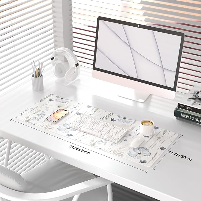 QiyI Large Mouse Pad for Desk, Floral Desk Mat for Desktop, Women Girls Office - Image 2
