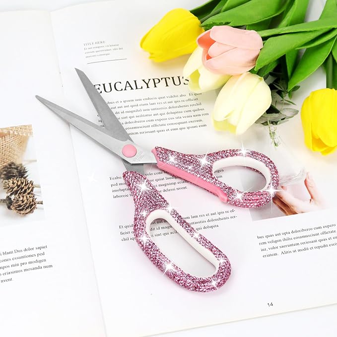 Koqye 7.8-Inch Pink Rhinestone Scissors - Image 2