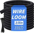 30FT Split Braided Sleeve Cable Management, 3/8 Inch Wire Loom Tubing Cord by Oleitodh