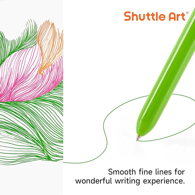 Shuttle Art Colored Retractable Gel Pens, 24 Bright Ink Colors, Cute Pens 0.7mm - Image 4