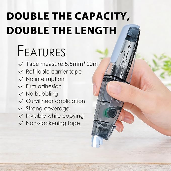 High-capacity Refillable White Correction Tape, 32.8 Feet x 0.2”, 2-Count of - Image 4