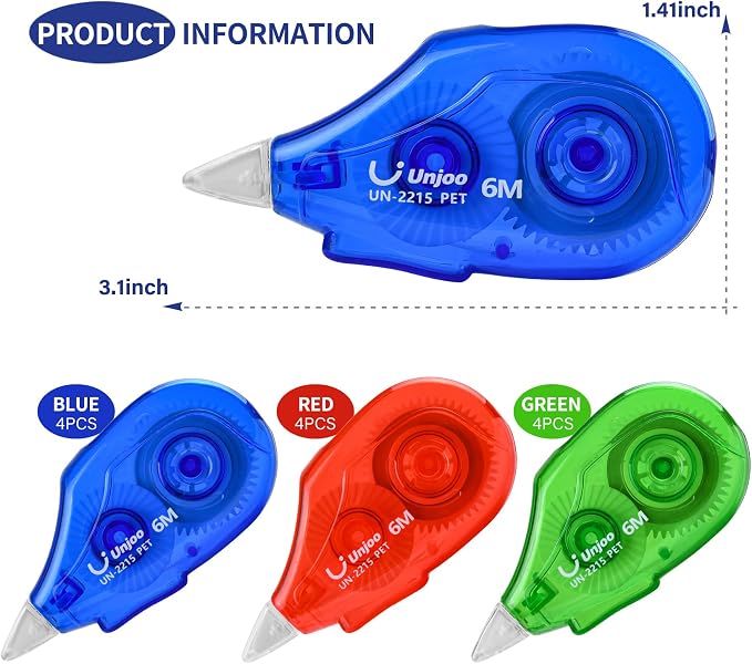 Unjoo White Correction Tape, For school, Office | Easy To Use Applicator - Image 2