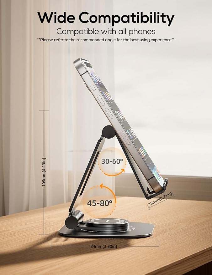 Nulaxy 360 Rotating Cell Phone Stand, Fully Adjustable Foldable Desktop Phone - Image 6