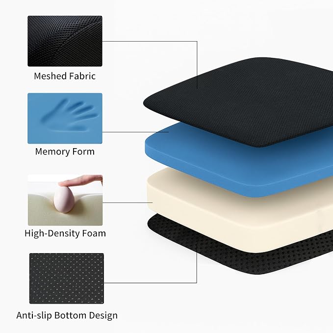6" Extra Thick Memory Foam Office Chair Cushion – 2-Layer Booster Seat - Image 4