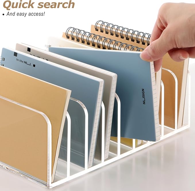 SANRUI Clear Desk Mail Organizer, 9 Compartments Acrylic Office Document Sorter - Image 3