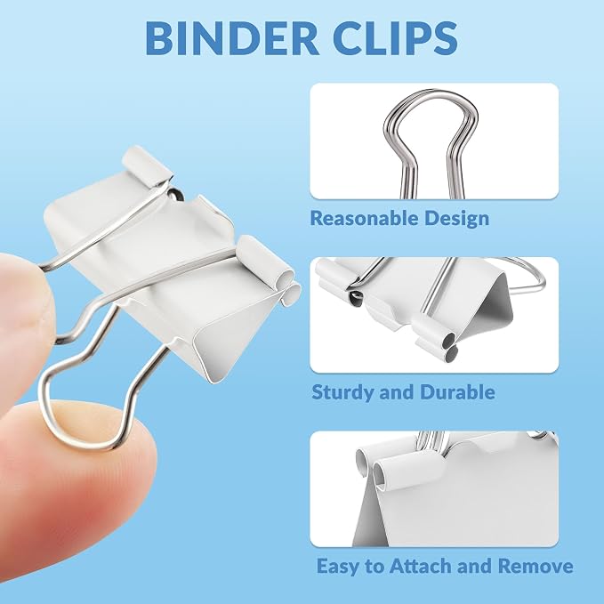 NEEWAY 100 Count Binder Clips Assorted Sizes, Paper Binder Clips, Metal Paper - Image 3