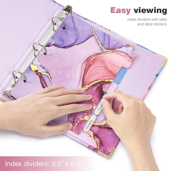 Ospelelf Mini 3 Ring Binder 1 Inch, Cute Pink Marble - Image 6
