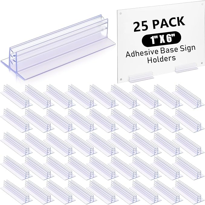 Fulmoon 25 Pcs Sign Holder, Adhesive Base Sign Holders Multiple Uses by Fulmoon