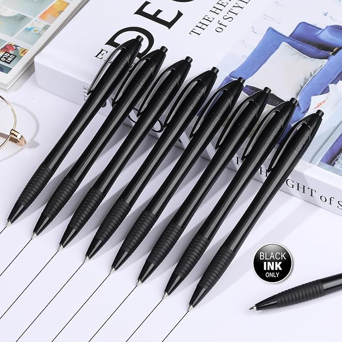 Black Pens Bulk, 60 Pack Gripped Slimster Ballpoint Pens | Black Ink 1.0mm - Image 2