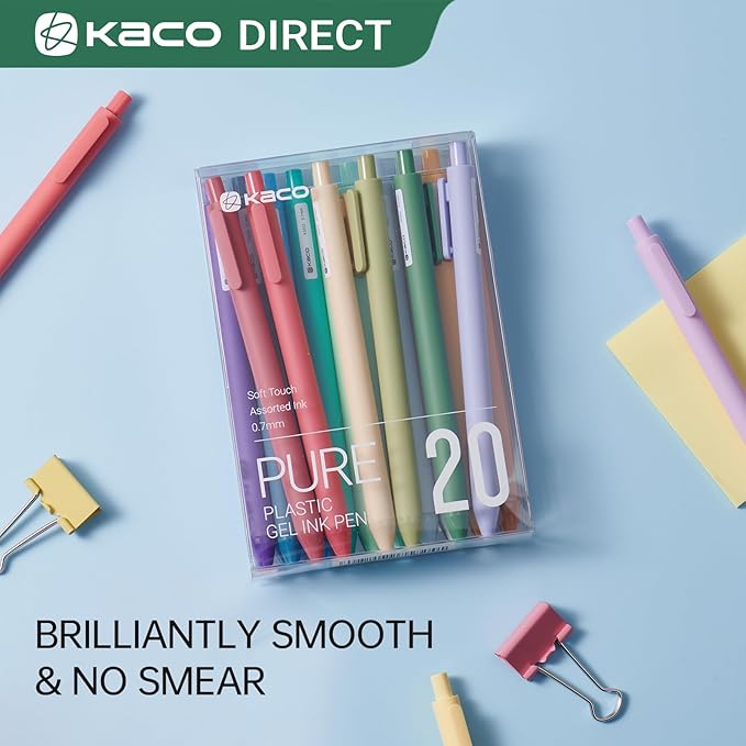 Kaco PURE Gel Pens 20 Color Ink Assorted 0.7 mm, Medium Point, Aesthetic Cute - Image 5