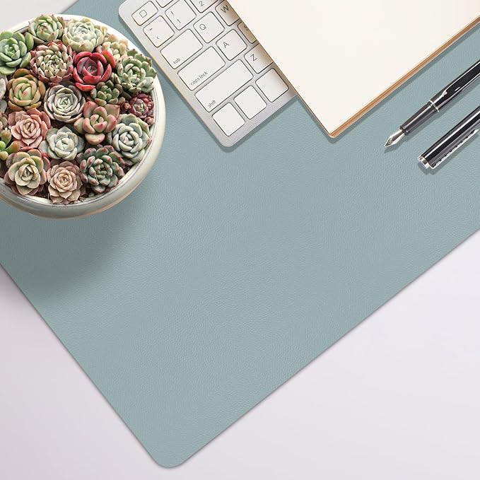Large Desk Pad Mat, Leather Blue Desk Mat - Image 5