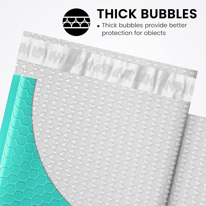 Fuxury Bubble Mailers 6x10“ 3000 Pack Teal Padded Envelopes Usable Size 6x9" - Image 3