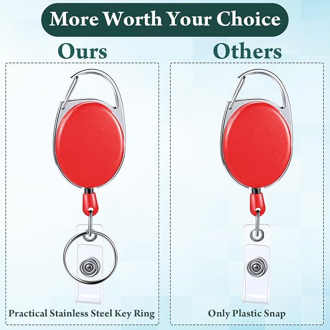 Laumoi 80 Packs Retractable ID Badge Holder Name ID Badge Reel Clips Keychain - Image 4