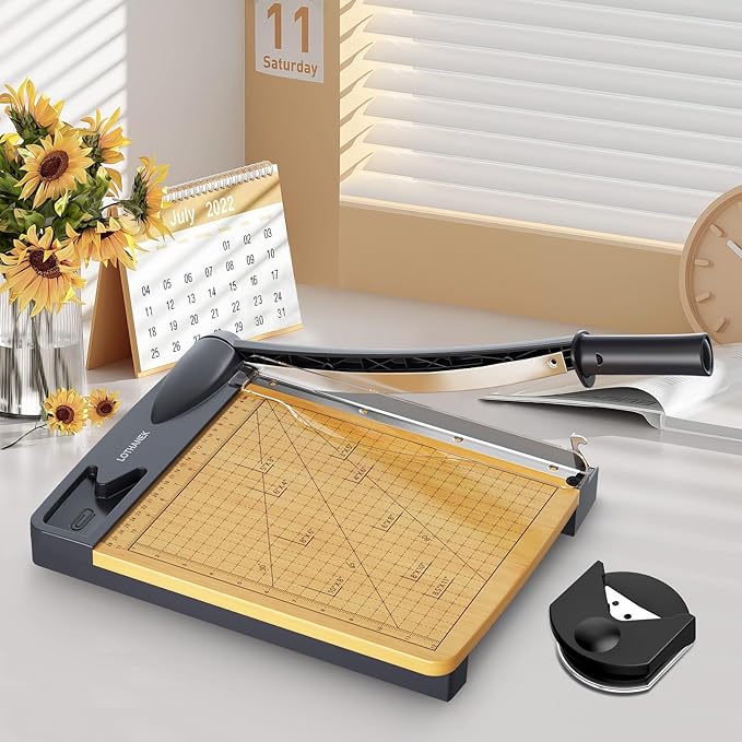 12 inch Wood Guillotine Paper Cutter, Heavy Duty Wood Base Paper Trimmer - Image 7