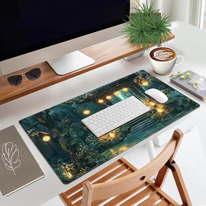 Cozy Anime Mouse Pad- Green Lofi Desk Mat - Image 4