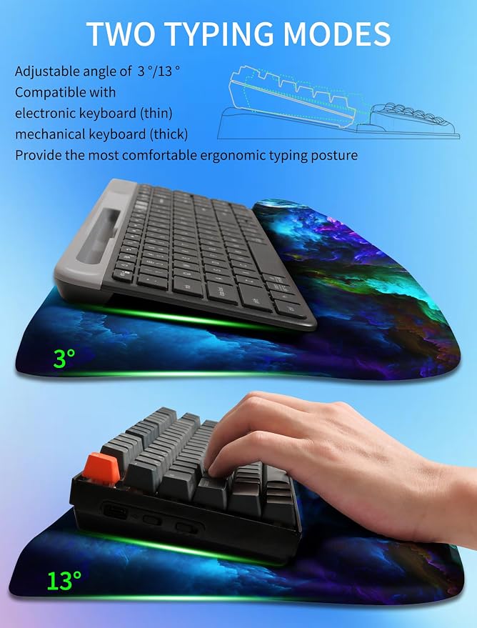 Ergonomic Wave Wrist Rest with Keyboard Stand, Cushioned Palm Rest, Comfortable - Image 2