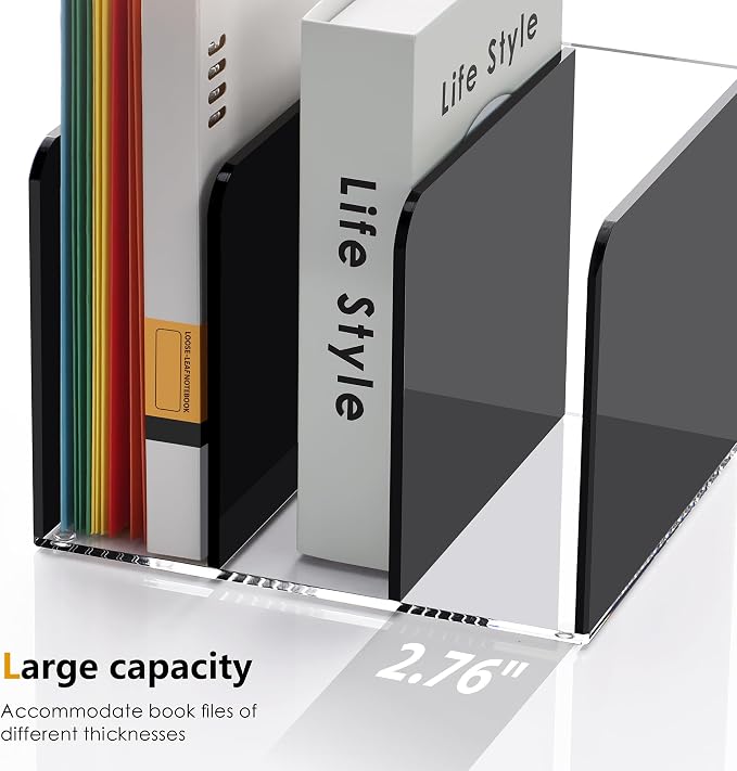 SANRUI Acrylic Magazine File Holder Desktap Organizer, Bookend File Office - Image 6