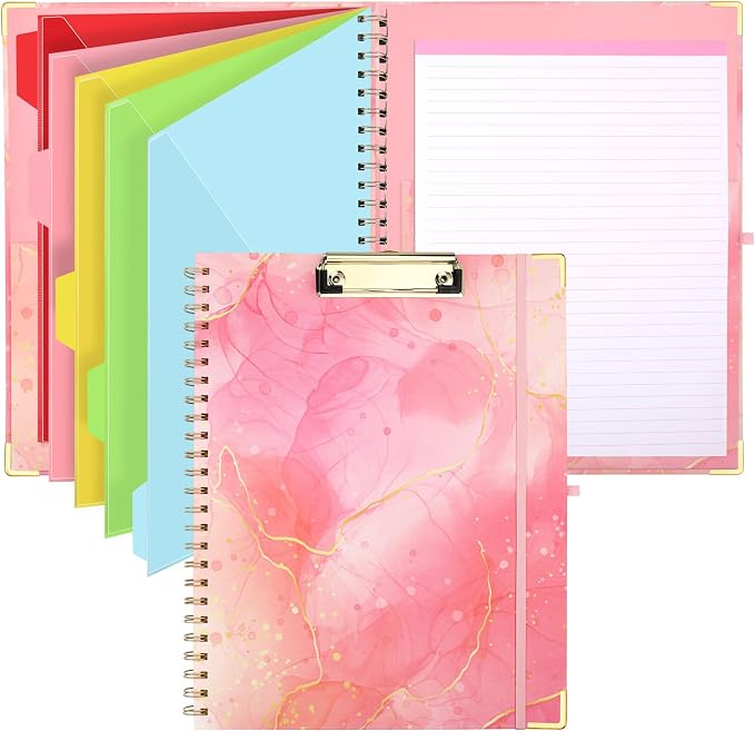 HWPRATO Spiral Clipboard Folio Letter Size Clipboard Folio 5 Dividers by Home