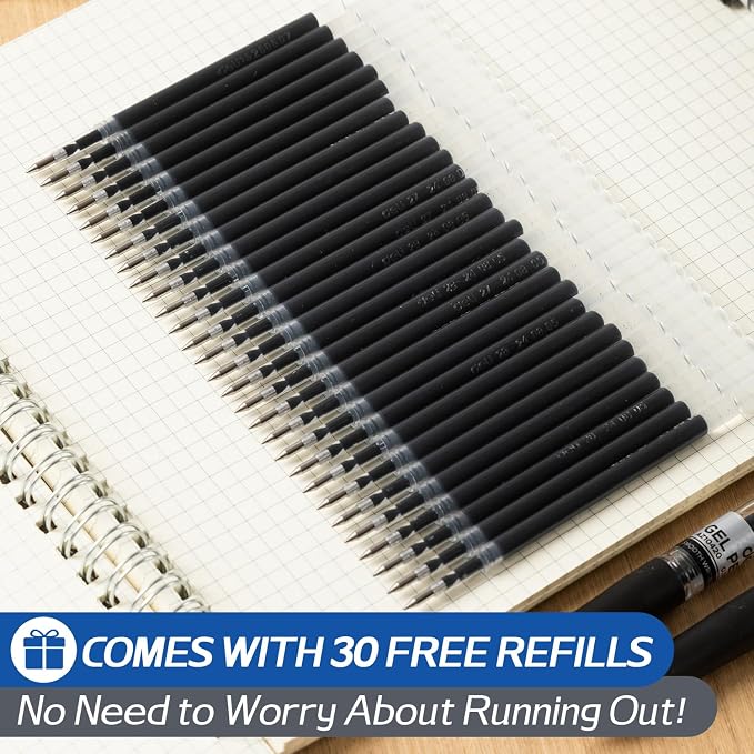 deli Gel Pens, 20 Pens with 30 Refills，Medium Point Pen Bulk 0.7mm, Smooth - Image 5