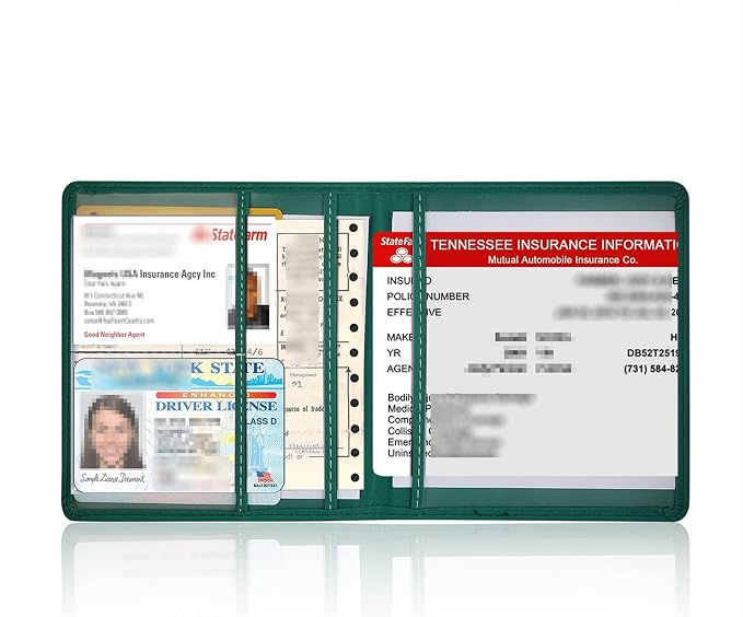 Car Registration and Insurance Holder, 5.5 x 5 Inch PU Leather Vehicle Glove - Image 3