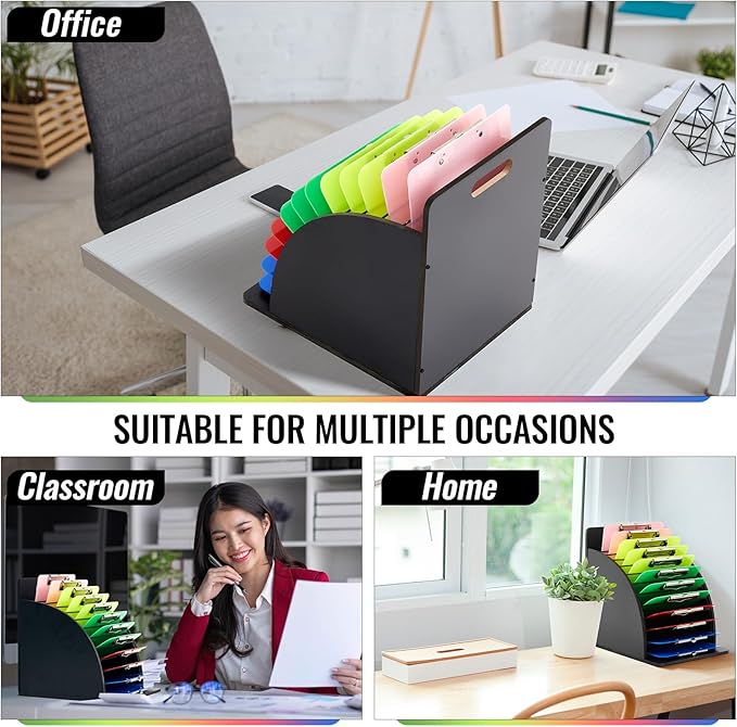 Wonderjune 1 Pack Clipboard Holder Wooden Metal Clipboards Storage Rack - Image 3
