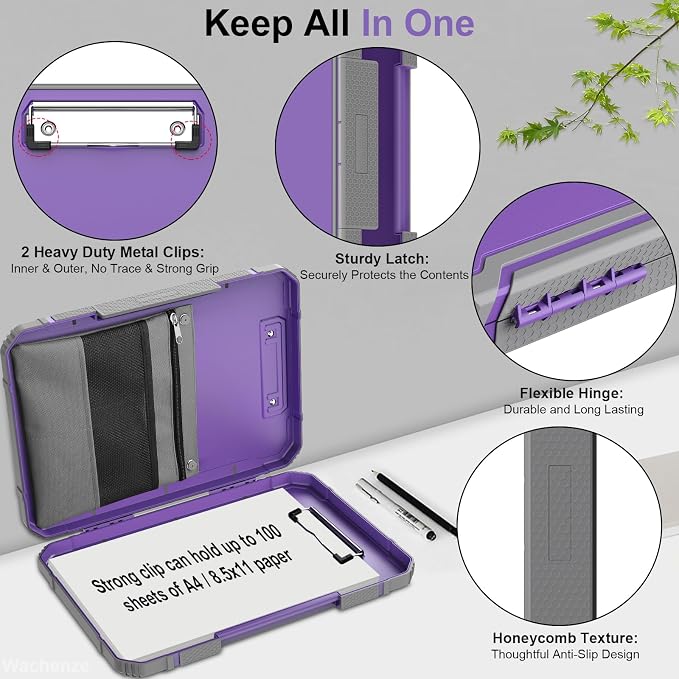 Thicker Clipboard with Storage, Internal Pen Pouch Included, A4 / Letter Size - Image 6
