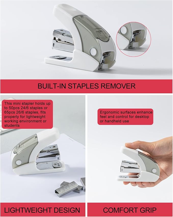 PAPERPAL Effortless Mini Stapler Set, 20 Sheet Capacity, 000 1/4-inch staples - Image 5