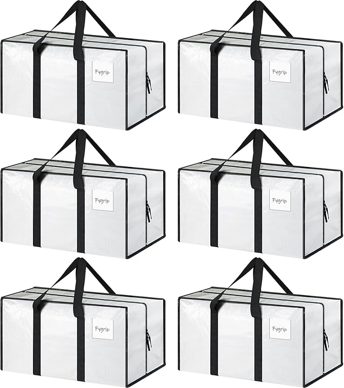 6 Pack Extra Heavy Duty Large Moving Bags by Fygrip