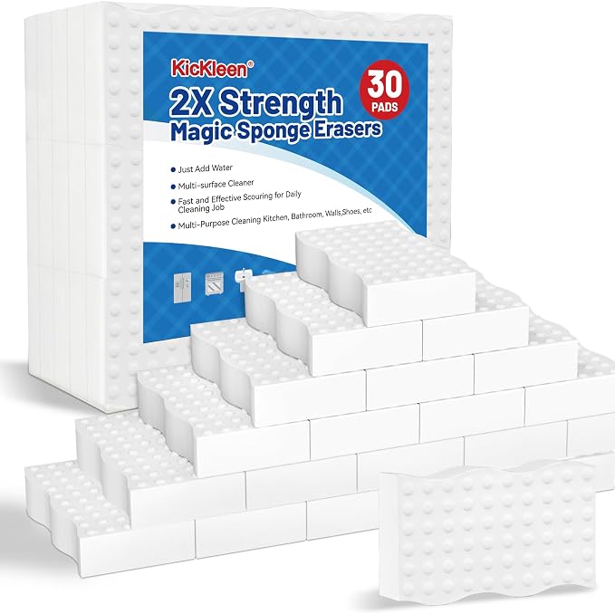 30 Pack Magic Sponges Cleaning Eraser, 2X Density Melamine Sponge, Cleaning Pad by KICKLEEN